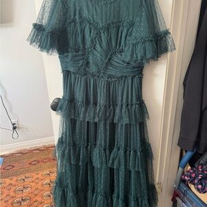 Ivy City Co Teal Ruffled Maxi Dress